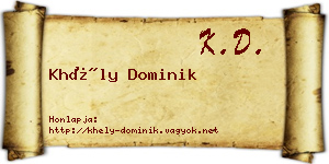 Khély Dominik névjegykártya